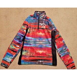 Colorful Aztec-Print Quarter-Zip Pullover Sweatshirt